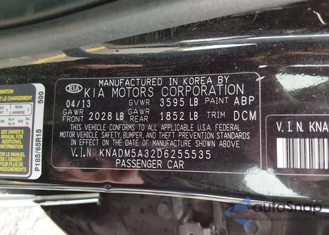 2013 Kia Rio Lx from USA, damaged, VIN KNADM5A32D6255535